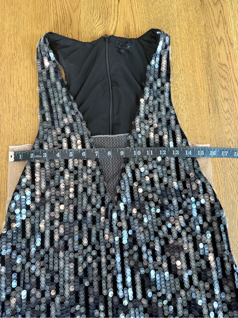 NBD Bexley Black Sequin Deep V Mini Dress Size S Party Cocktail Club Dress - Picture 3 of 15